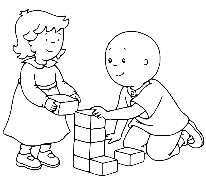 Caillou and Rosie Playing with Blocks from Caillou