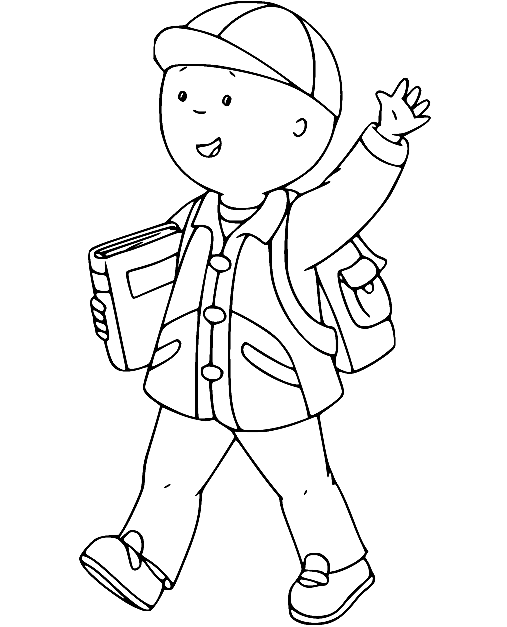 Caillou with Backpack Coloring Page