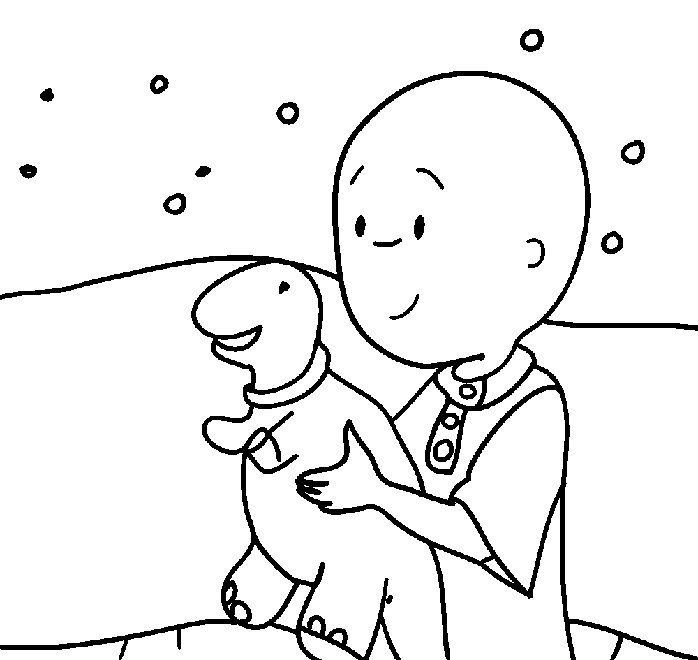 Caillou with Dinosaur Toy Coloring Pages