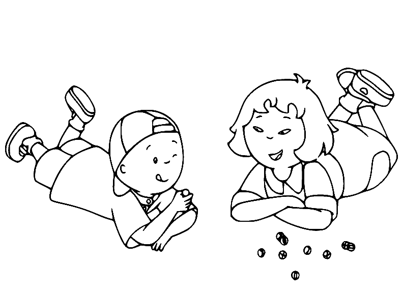 Caillou with Sarah Coloring Page