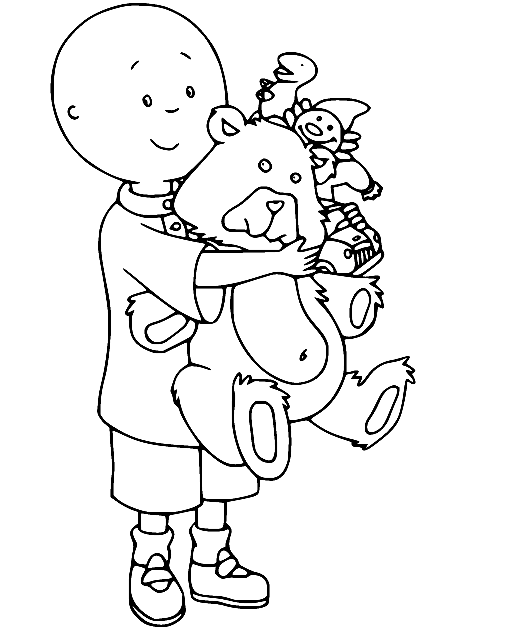 Caillou with Toys Coloring Page