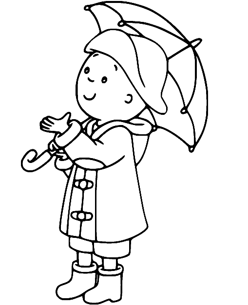 Caillou With Umbrella Coloring Pages