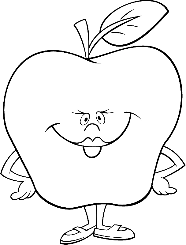 Cartoon Apple for Kids Coloring Page