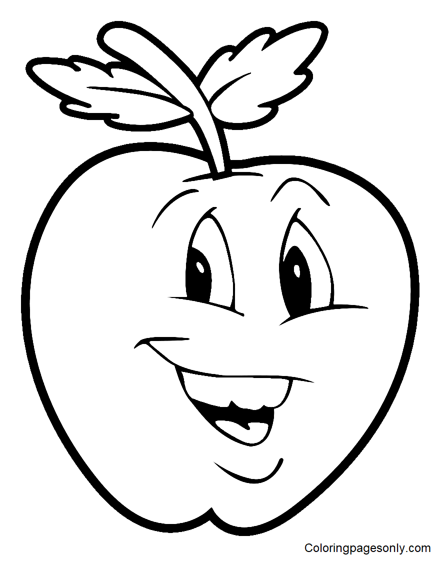 Cartoon Apple Coloring Pages