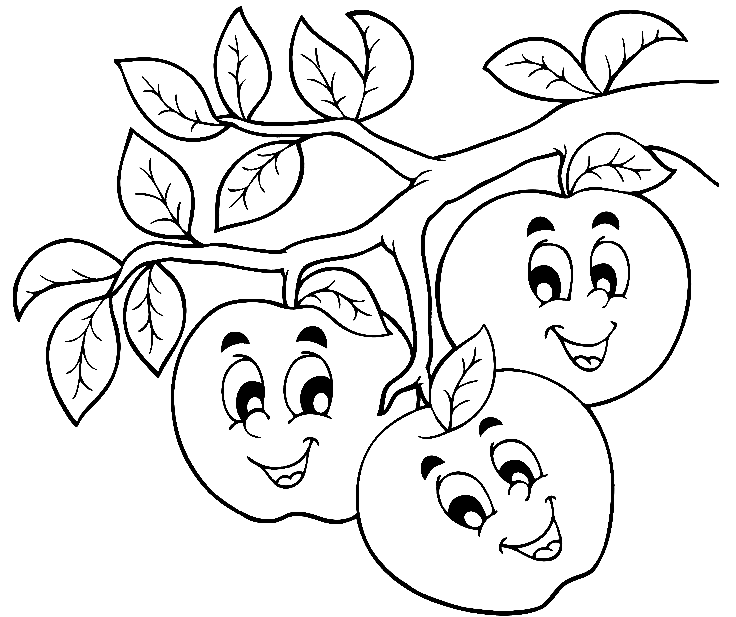 Cartoon Apples Coloring Page