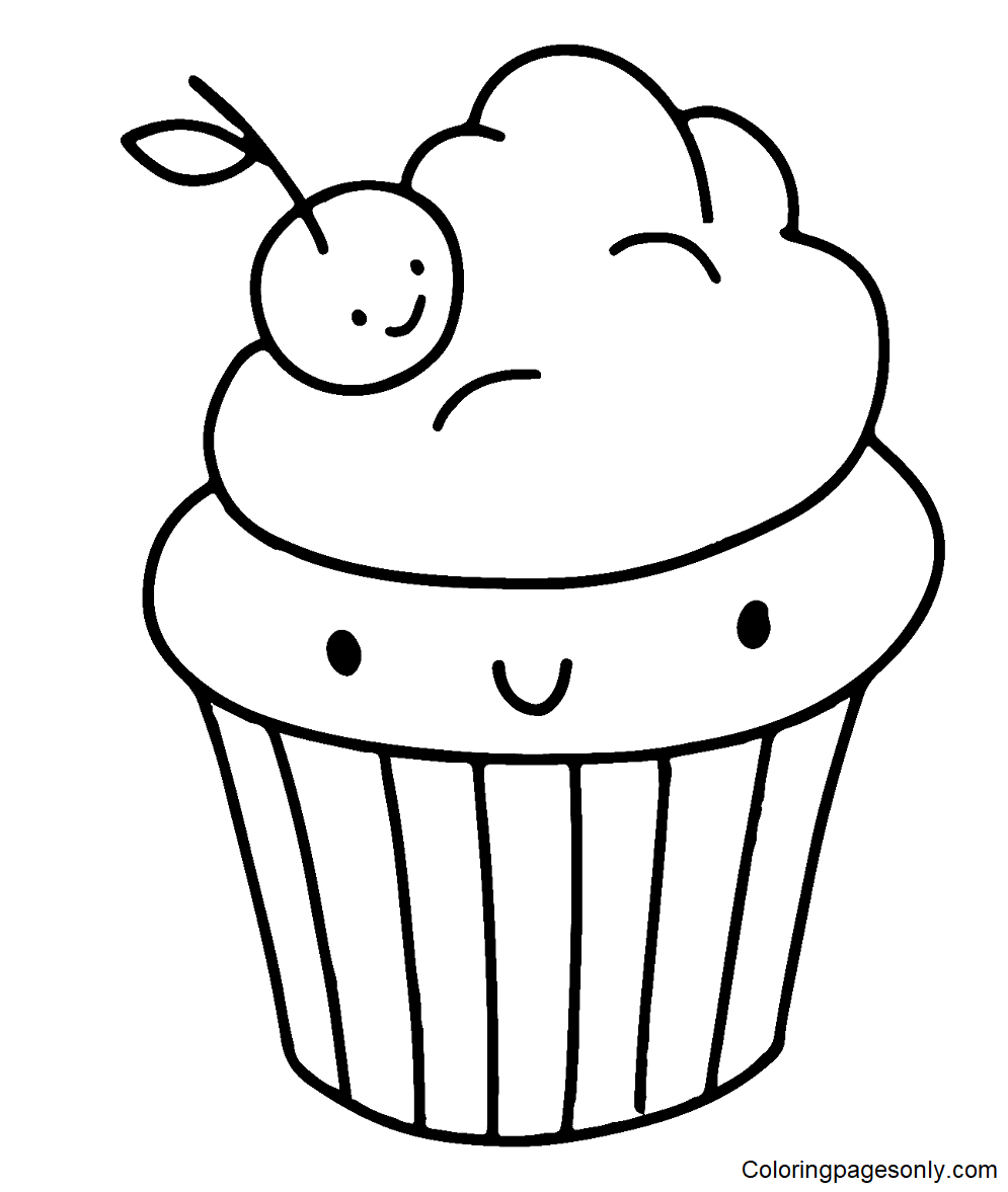 Cupcake fofo de desenho animado de Cupcake