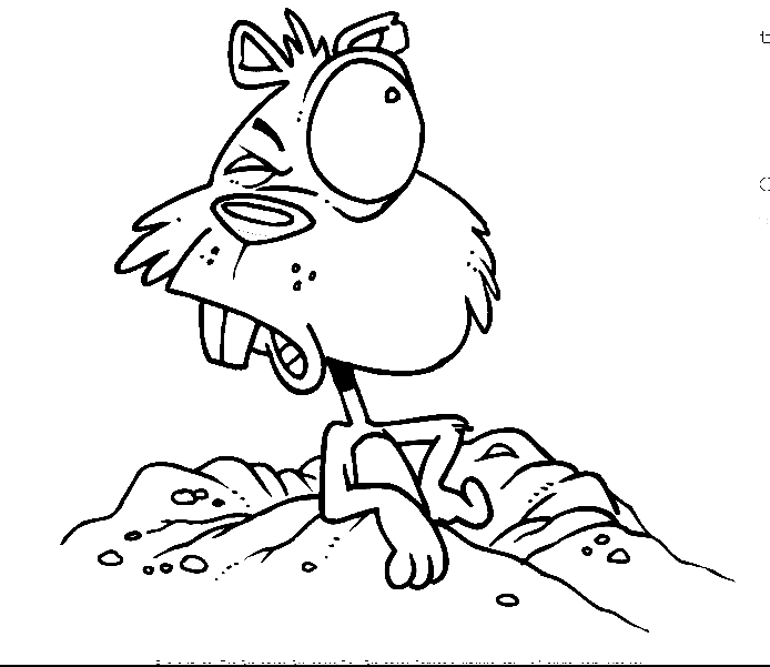 Cartoon Groundhog in Groundhog Day Coloring Page