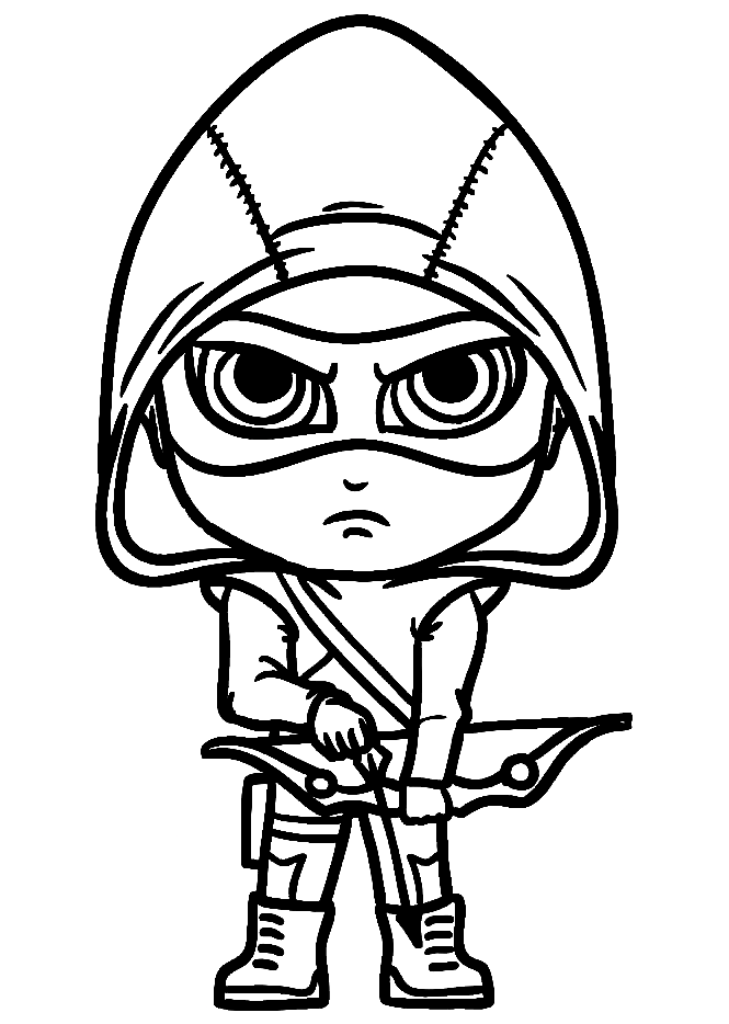 Chibi Green Arrow Coloring Page
