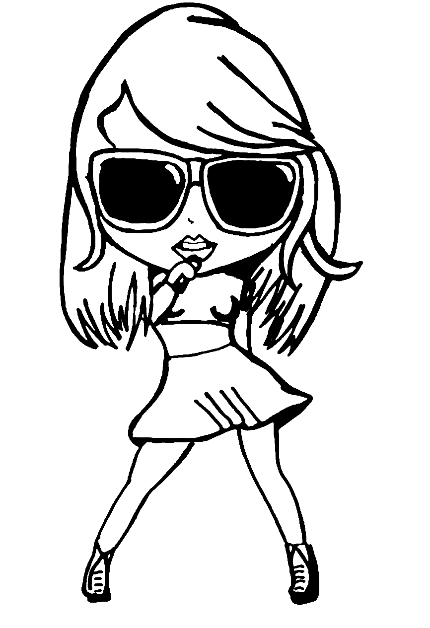 Chibi Taylor Swift Coloring Page