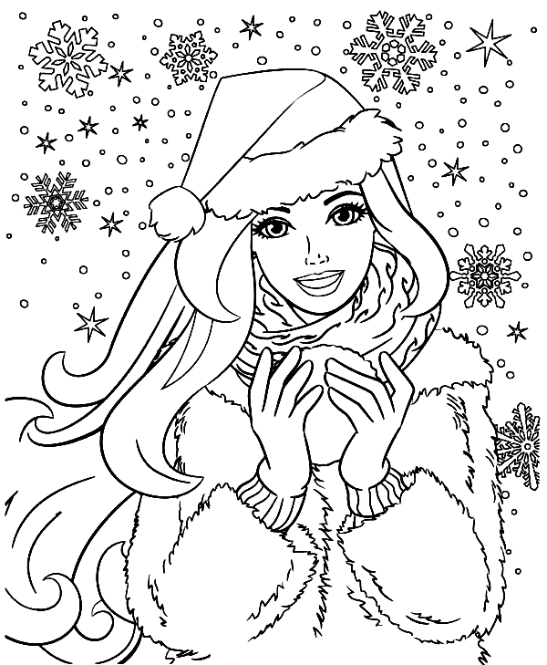 Christmas Barbie Coloring Pages