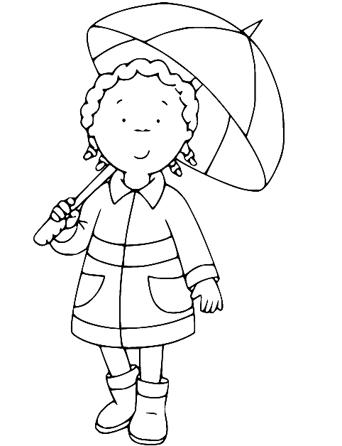 Clementine With Umbrella Coloring Page