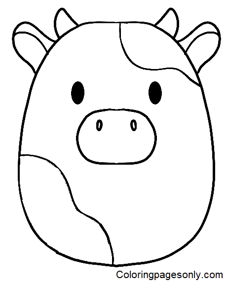 Desenho de Squishmallow de vaca Connor para colorir