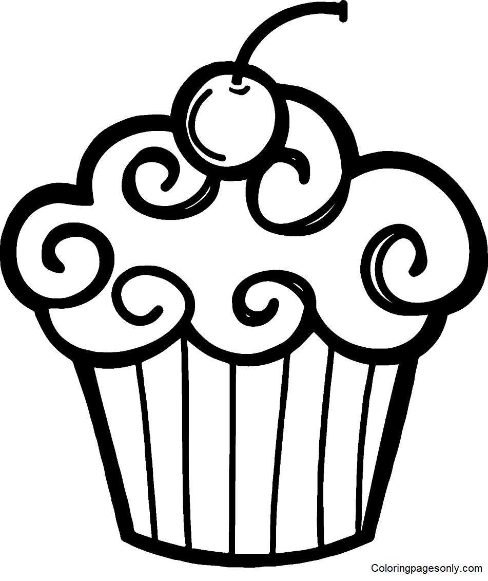 Cupcake Free Coloring Page