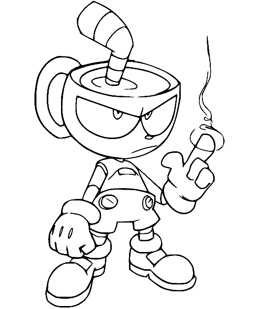 Cuphead Prepares to Fight Coloring Page