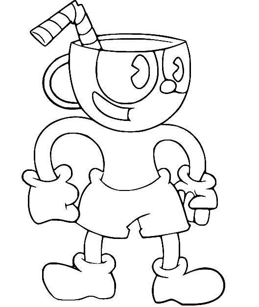 Cuphead Standing Up Coloring Page