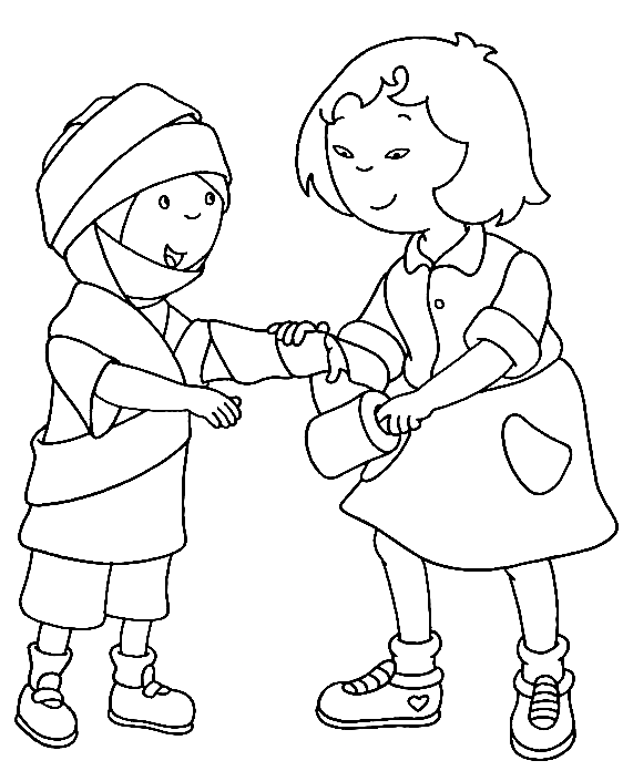 Cute Caillou And Sarah Coloring Page