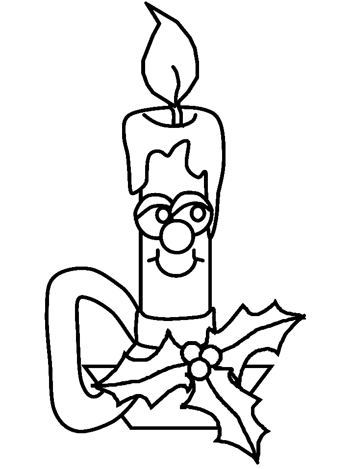 Cute Christmas Candles Coloring Page