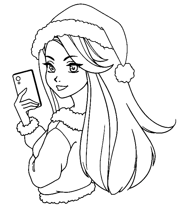 Cute Christmas Girl Coloring Pages