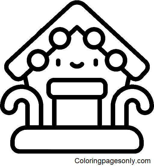 Cute Gingerbread House Free Coloring Page