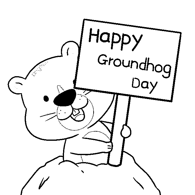 Cute Groundhog Day For Kids Coloring Pages