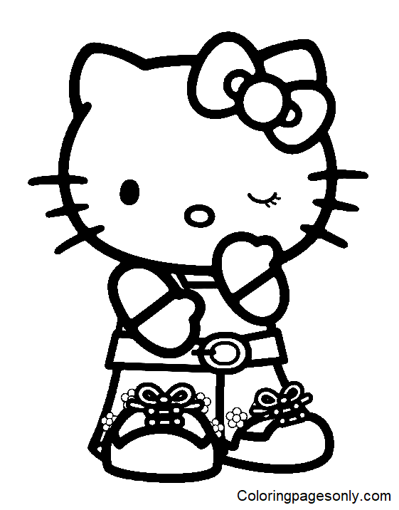 Cute Hello Kitty Sheets Coloring Page