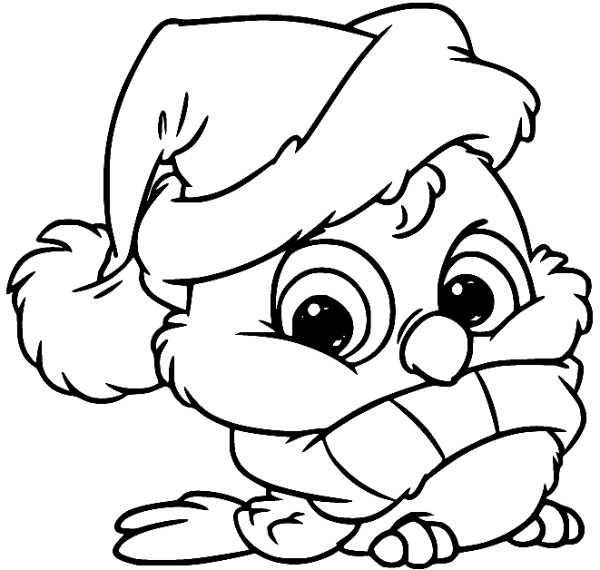 Cute Owl with Christmas Hat Coloring Page