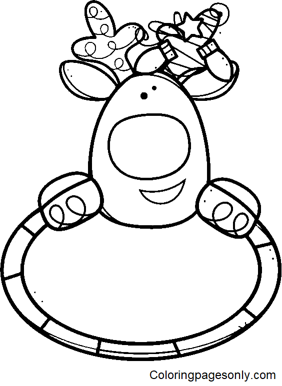 Cute Reindeer Christmas Coloring Pages