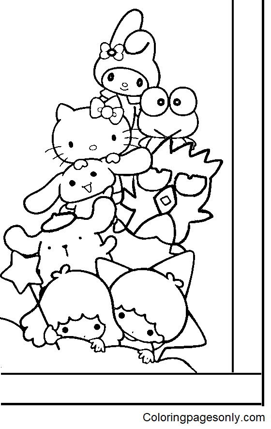Cute Sanrio Characters Coloring Page