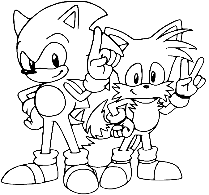 Cute Sonic and Tails Coloring Page