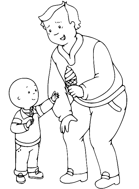Daddy with Caillou Coloring Pages