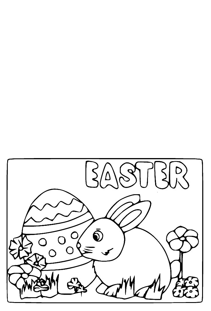 复活节卡中的复活节彩蛋和兔子卡