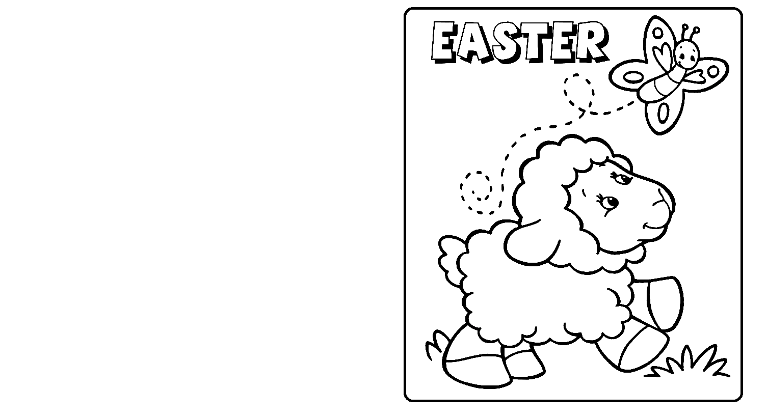 Easter Lamb Card Coloring Page