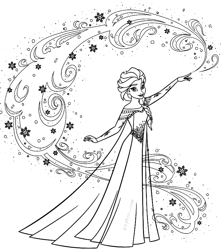 Elsa Magic Frozen Coloring Pages