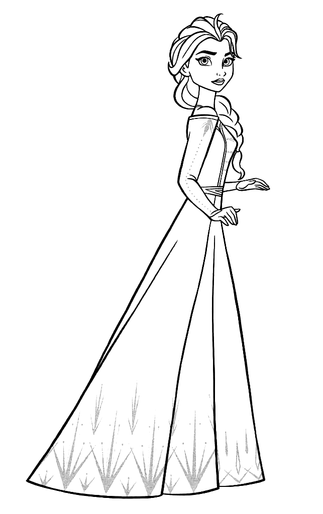 Elsa in Dress Coloring Pages