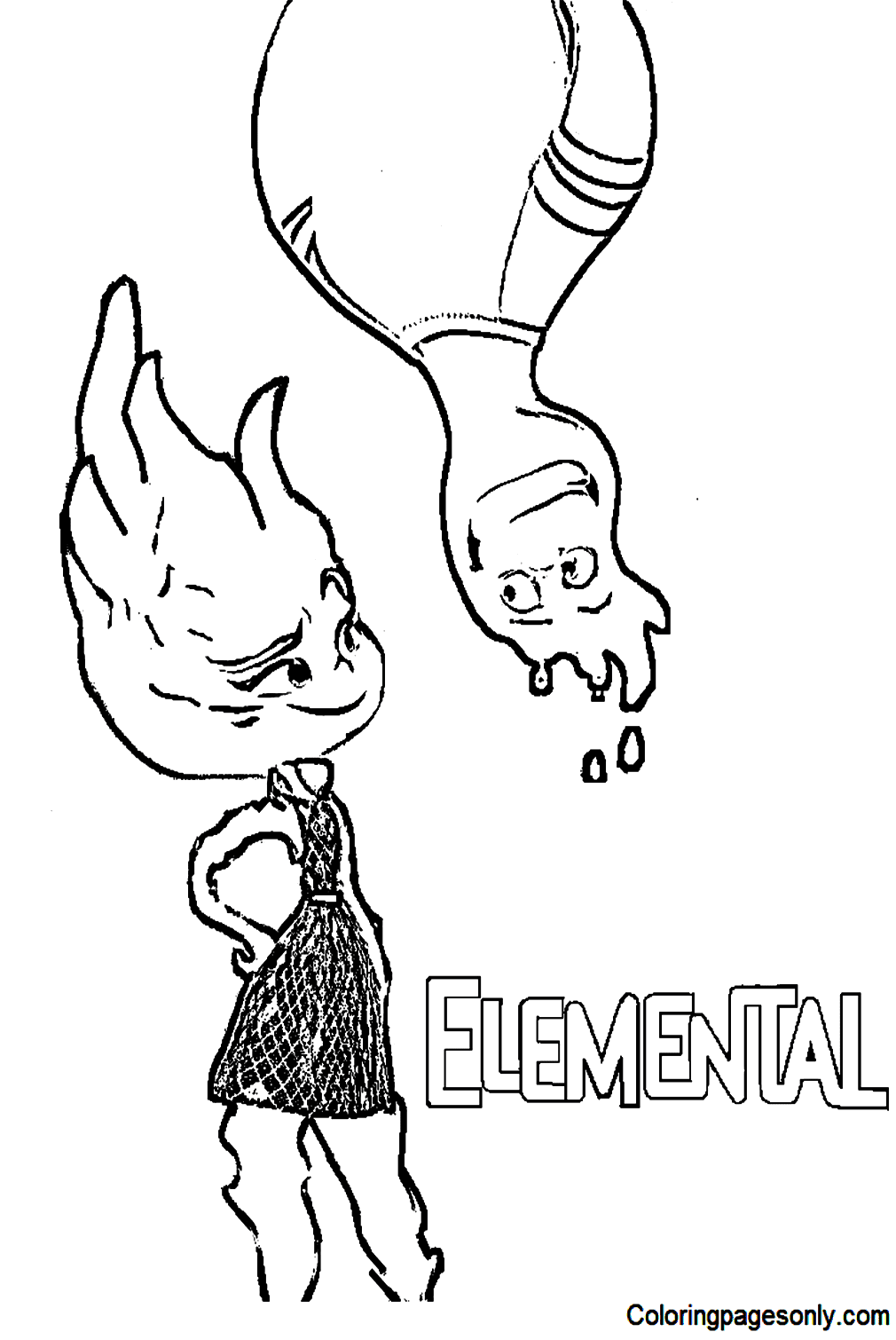 Ember and Wade from Elemental