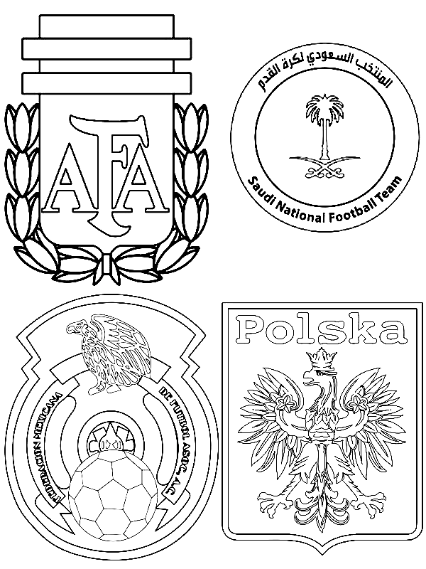 FIFA 2022 Group C: Argentina, Mexico, Poland, Saudi Arabia Coloring Pages
