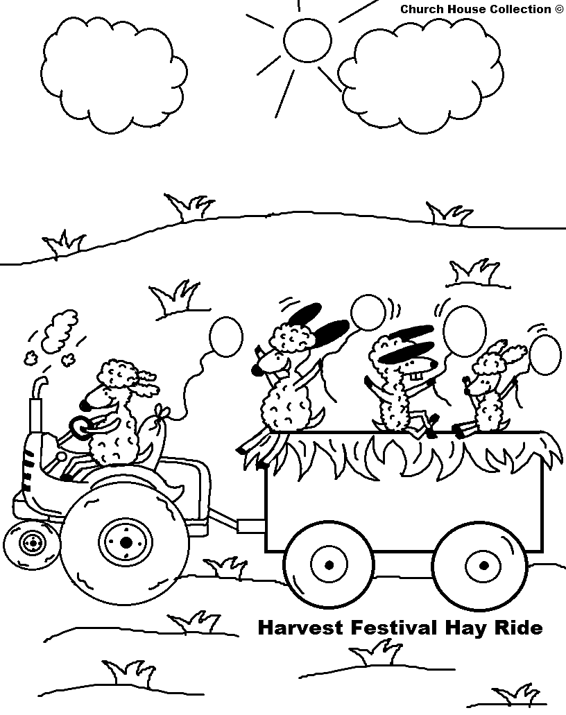 Fall Festival Hay Ride Coloring Page