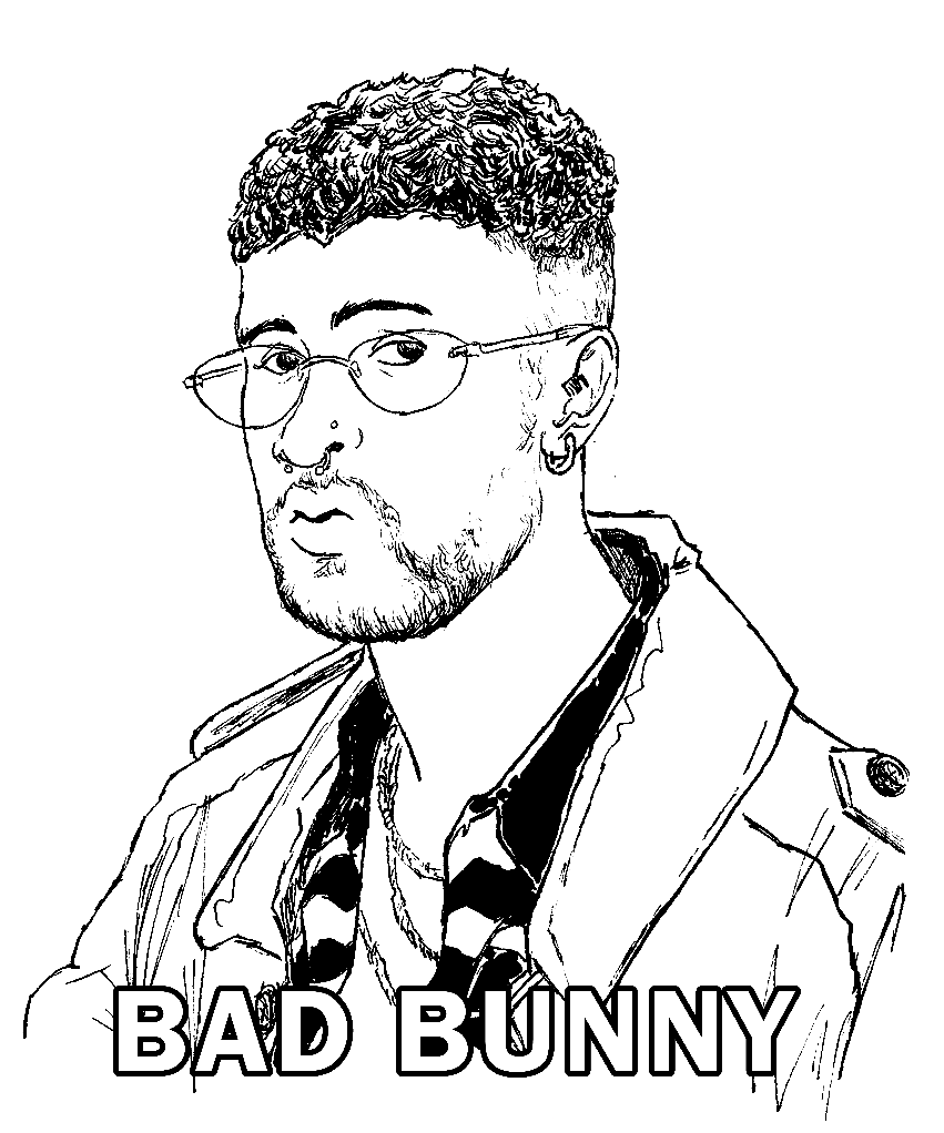 Famous Bad Bunny Coloring Page