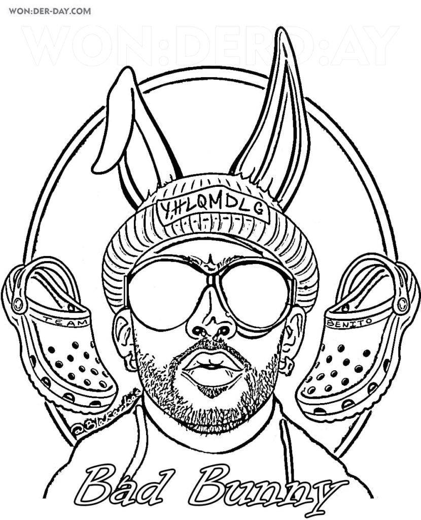 Fashionable Bad Bunny Coloring Pages