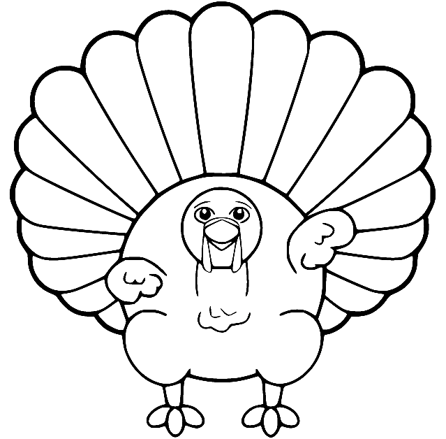 Fat Turkey for Kids Coloring Page