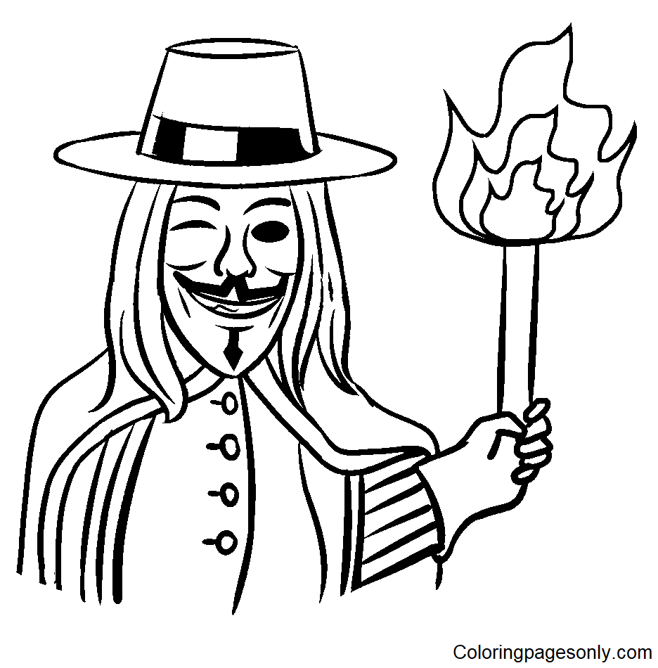 Free Printable Guy Fawkes Coloring Page