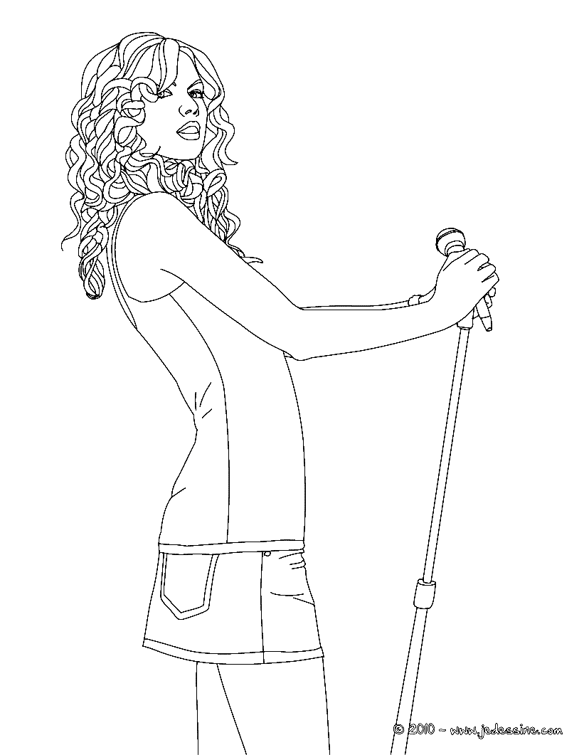 Free Singing Taylor Swift Coloring Page
