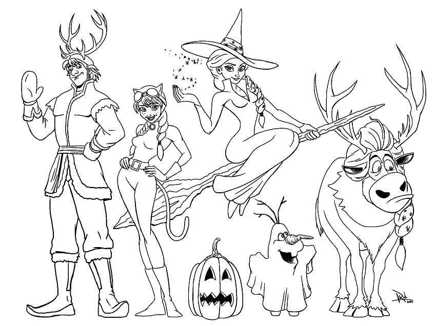 Frozen Halloween Coloring Pages - Frozen Characters Coloring Pages -  Desenhos para colorir para crianças e adultos