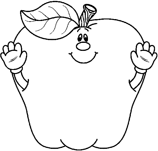 Fruit Apple Cartoon Coloring Page