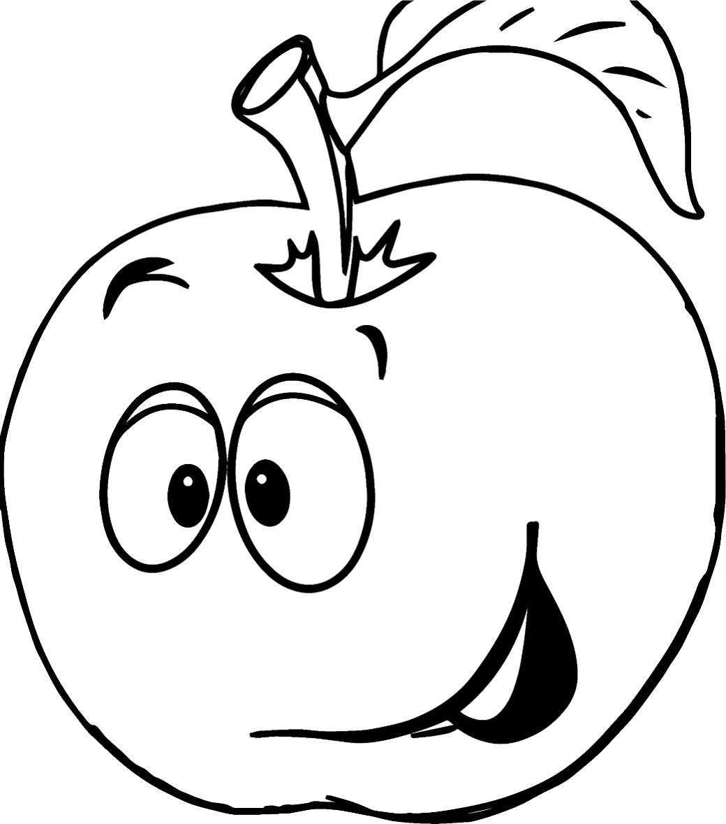 Fruit Cartoon Apple Coloring Page