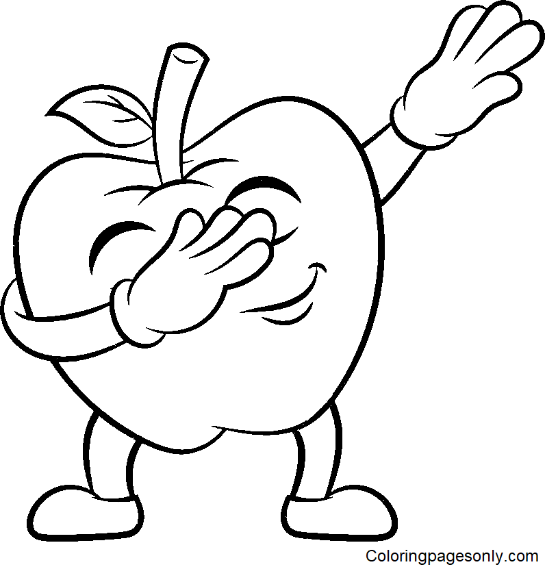 Funny Apple for Kids Coloring Page
