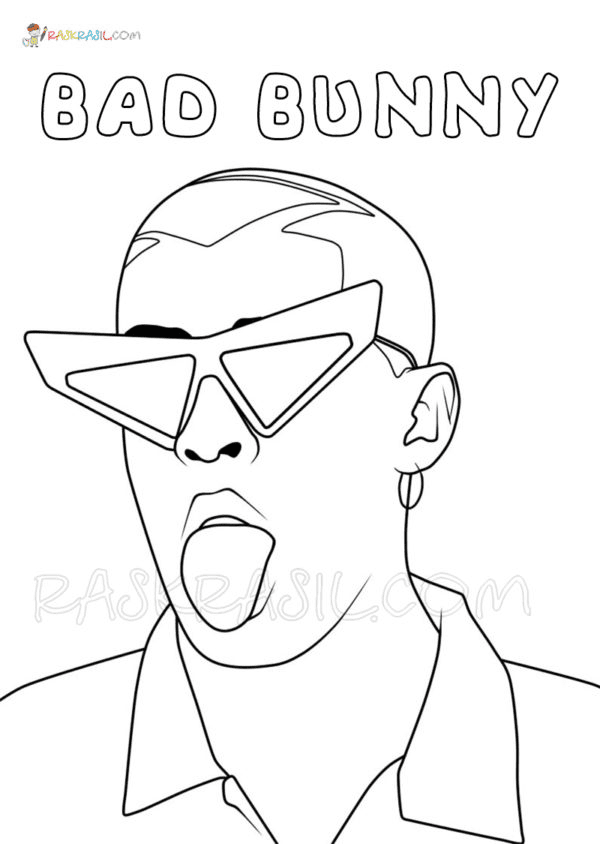 Funny Bad Bunny Coloring Page