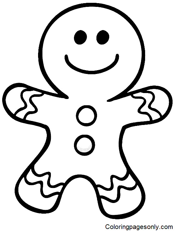 Gingerbread Man Smiling Coloring Page