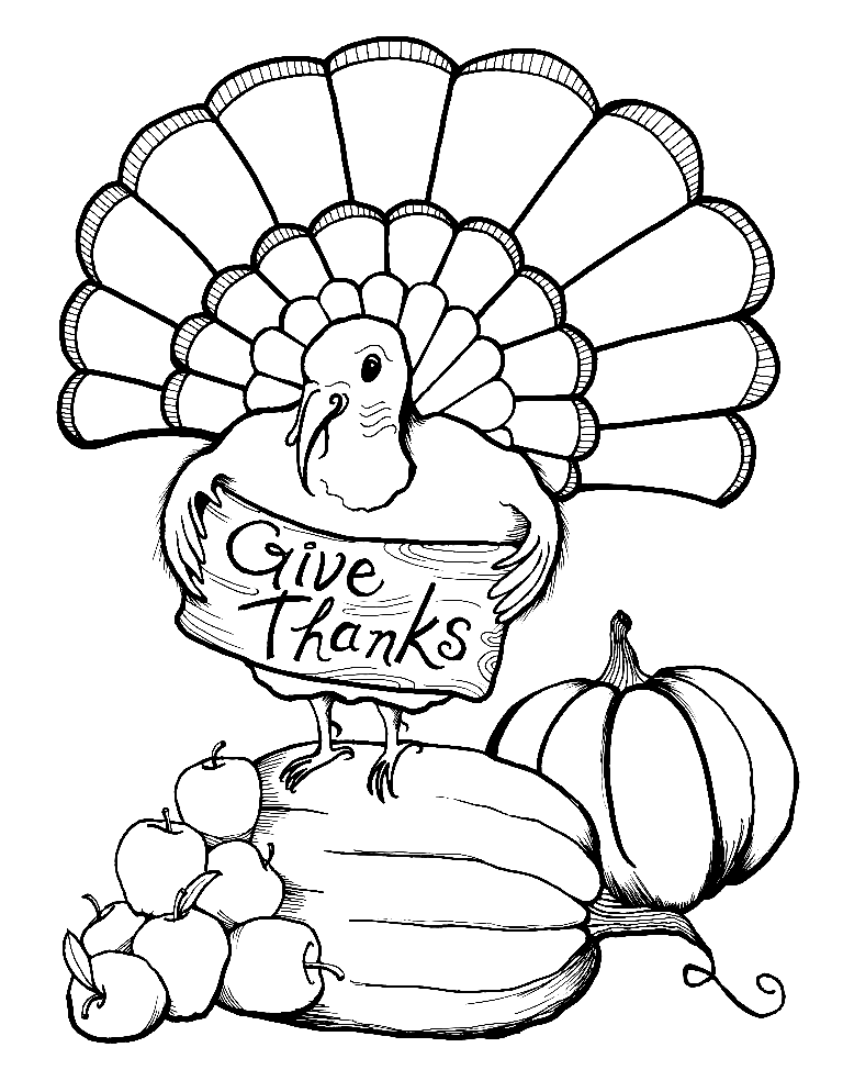 Give Thanks Turkey Coloring Pages