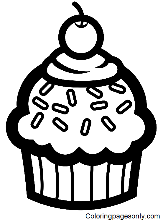 Glitter Birthday Cupcake Coloring Pages